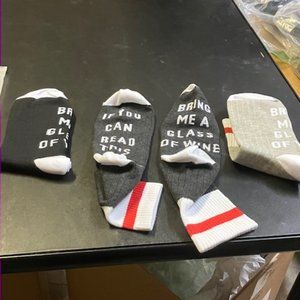 3 Pack HSELL Women's Black/White "If You Can See This, Bring Me Wine" Socks OS